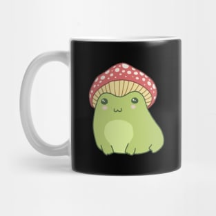 Cute Green Frog in Toadstool Hat, Chubby Cottagecore Aesthetic Frogge Mug